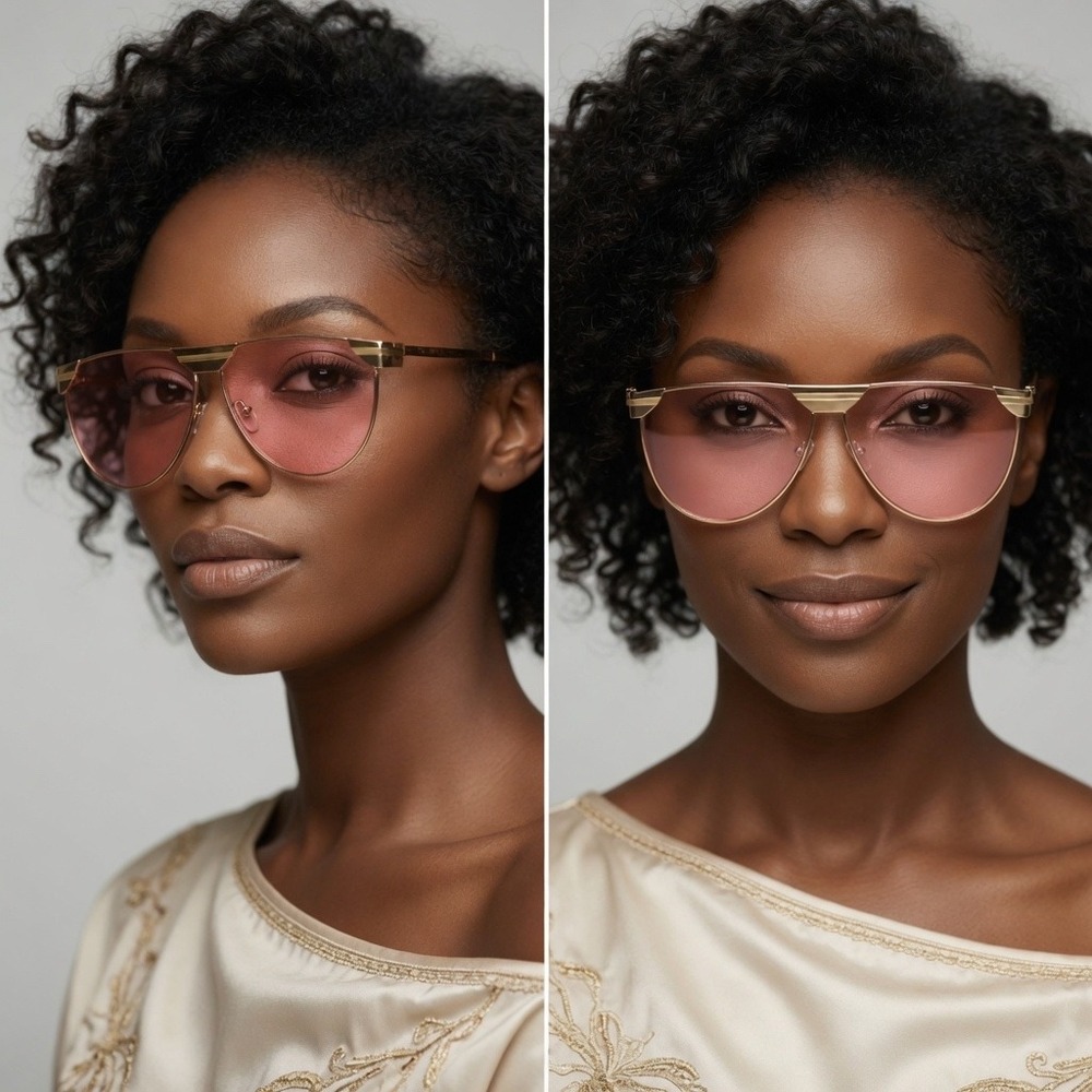 Oversized Rose Tinted Luxury Sunglasses Gold Frame Pink Shield Lens Women NEW‎